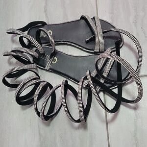 EGO Women's Strappy Slippers with Rhinestone Details Size 5